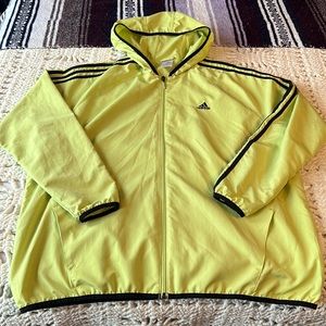Adidas Women's Lightweight Windbreaker Jacket Zip Up Yellow Neon Black A…
